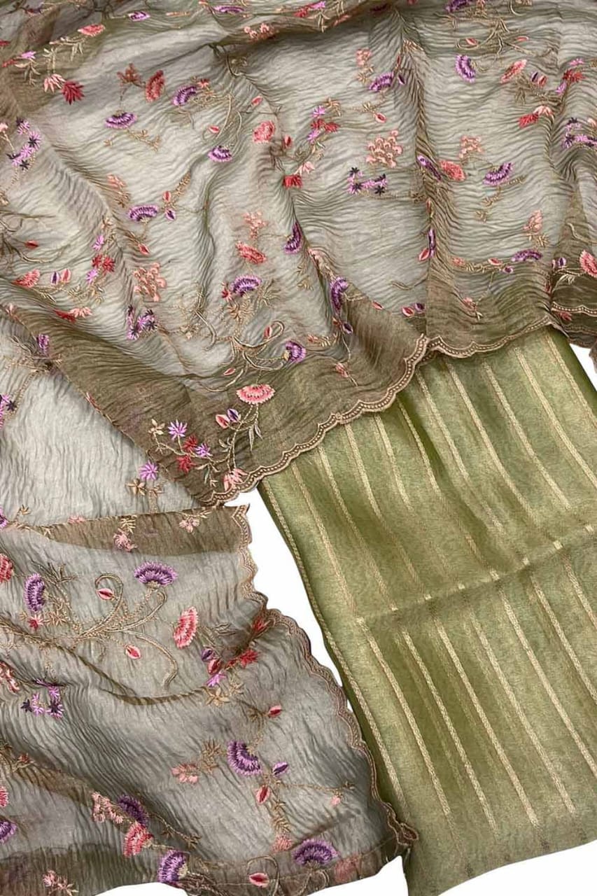 Banarasi Unstitched Salwar Kameez - Exclusive Tissue Silk Design